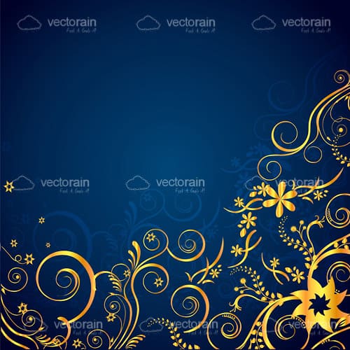 Elegant Floral Background in Gold and Blue - Vectorjunky - Free Vectors,  Icons, Logos and More