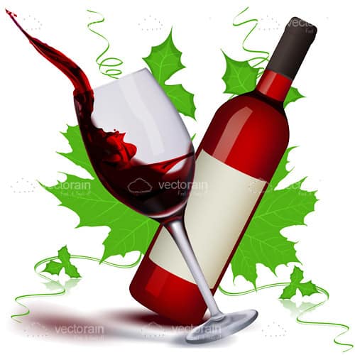 wine bottle and glass clip art