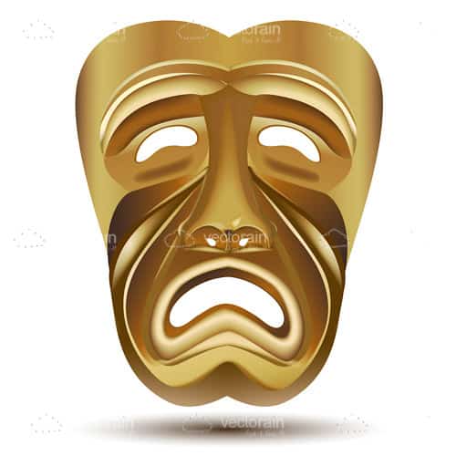 Tragedy Theater Drama Mask in Gold - Vectorjunky - Free Vectors